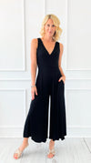 Moonlight Stroll Surplice Jumpsuit-200 Dresses/Jumpsuits/Rompers-Zenana-Coastal Bloom Boutique, find the trendiest versions of the popular styles and looks Located in Indialantic, FL