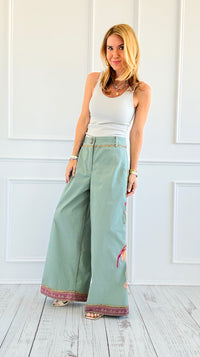 Botanical Charm Wide-Leg Pants-170 Bottoms-Aratta-Coastal Bloom Boutique, find the trendiest versions of the popular styles and looks Located in Indialantic, FL