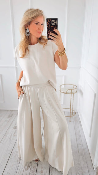 Scuba Chic Knit Top - Sand Beige
