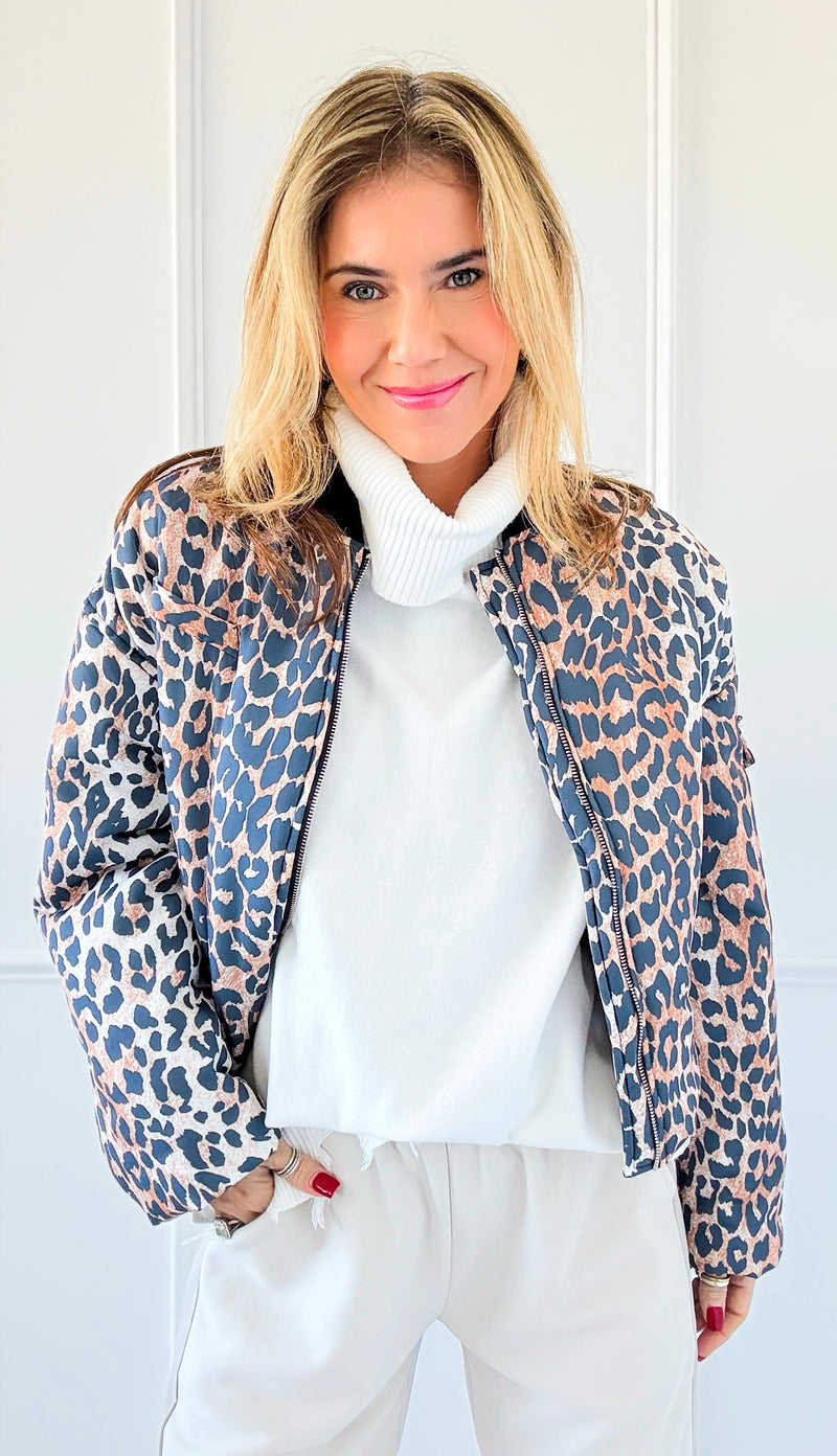 Leopard Print Bomber Jacket-160 Jackets-7Mango7-Coastal Bloom Boutique, find the trendiest versions of the popular styles and looks Located in Indialantic, FL