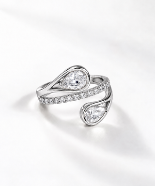 Sterling Silver Double Pearl Tip Ring