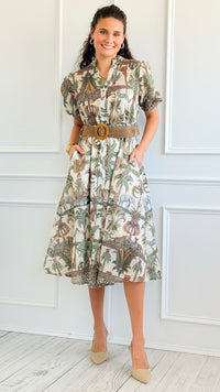 Safari Belted Italian Button Dress