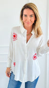Lucky Star Button-Up Top-110 Long Sleeve Tops-Taelynn-Coastal Bloom Boutique, find the trendiest versions of the popular styles and looks Located in Indialantic, FL