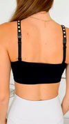 Black w/ Black Vegan Gold Stud Straps PLUNGE Bra-220 Intimates-Strap-its-Coastal Bloom Boutique, find the trendiest versions of the popular styles and looks Located in Indialantic, FL