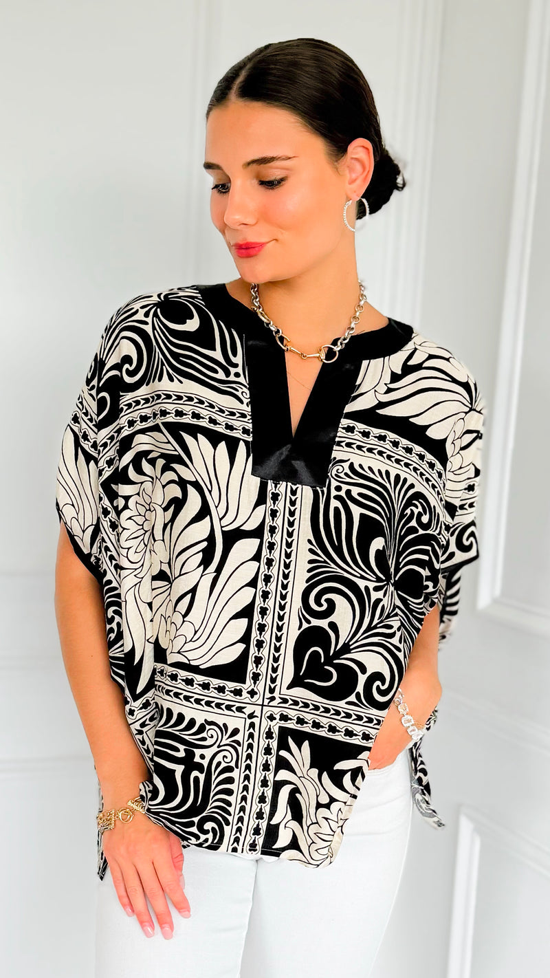 Sketchbook Stroll Popover Top-110 Short Sleeve Tops-GIGIO-Coastal Bloom Boutique, find the trendiest versions of the popular styles and looks Located in Indialantic, FL