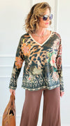 Floral Play Italian Lurex Top-110 Long Sleeve Tops-Italianissimo-Coastal Bloom Boutique, find the trendiest versions of the popular styles and looks Located in Indialantic, FL