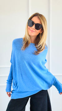 Asymmetrical Cowl Neck Italian Sweater-Periwinkle-140 Sweaters-J.D. PRONTO MODA-Coastal Bloom Boutique, find the trendiest versions of the popular styles and looks Located in Indialantic, FL