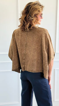 Coastal Crinkle Oversized Tee- Brown-110 short Sleeve Top-Zenana-Coastal Bloom Boutique, find the trendiest versions of the popular styles and looks Located in Indialantic, FL