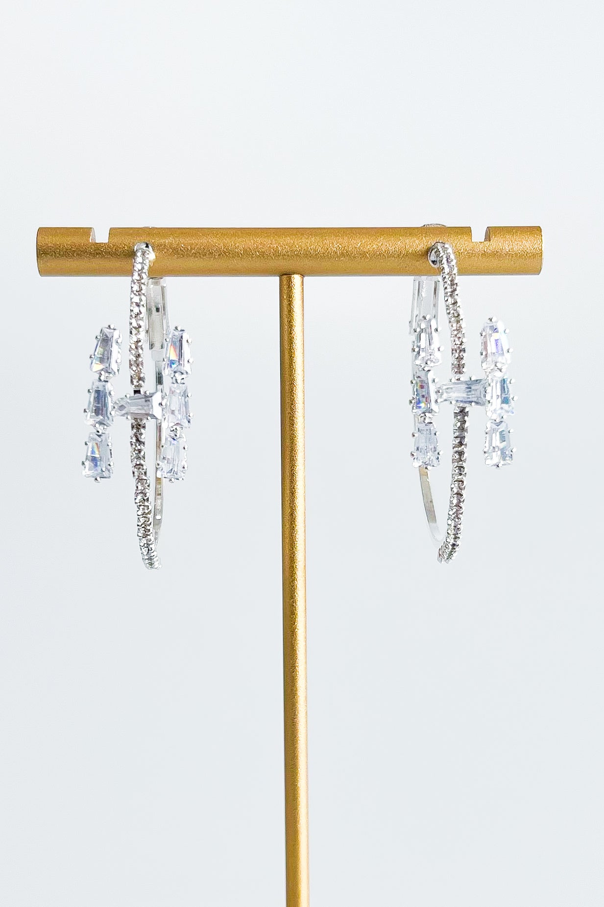 CZ "H" Letter Hoop Earrings-230 Jewelry-ICCO ACCESSORIES-Coastal Bloom Boutique, find the trendiest versions of the popular styles and looks Located in Indialantic, FL