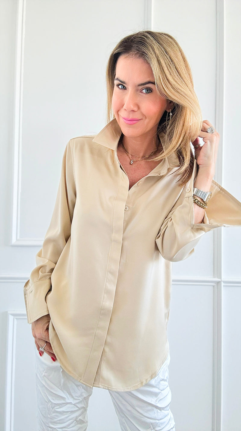 Old Money Button Up Shirt - Oyster-130 Long Sleeve Tops-Must Have-Coastal Bloom Boutique, find the trendiest versions of the popular styles and looks Located in Indialantic, FL