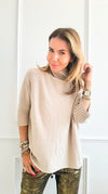 Break Free Italian Sweater Top - Heather Beige-140 Sweaters-Italianissimo-Coastal Bloom Boutique, find the trendiest versions of the popular styles and looks Located in Indialantic, FL