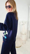 Pop of Color Navy Scuba Top-130 Long Sleeve Tops-Joh Apparel-Coastal Bloom Boutique, find the trendiest versions of the popular styles and looks Located in Indialantic, FL