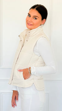 Warm Intentions Zip Puffer Vest - Cream-160 Jackets-Zenana-Coastal Bloom Boutique, find the trendiest versions of the popular styles and looks Located in Indialantic, FL