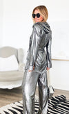 Shiny Hood Detail Top And Matching Pants Set-210 Loungewear/Sets-sj style-Coastal Bloom Boutique, find the trendiest versions of the popular styles and looks Located in Indialantic, FL