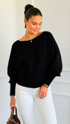 Sunday Muse Dolman Knit Sweater - Black-140 Sweaters-she + sky-Coastal Bloom Boutique, find the trendiest versions of the popular styles and looks Located in Indialantic, FL