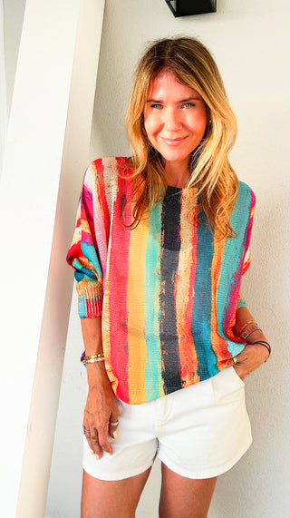 Painted Paradise Lurex Italian St Tropez Knit Top