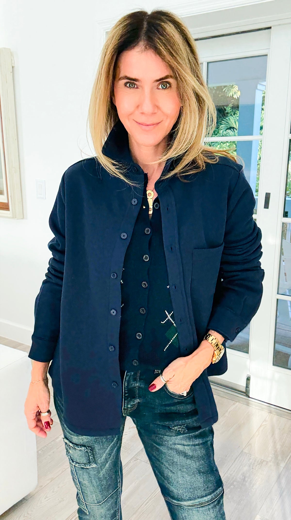 Eileen Fall Shacket - Navy-160 Jackets-Rosio-Coastal Bloom Boutique, find the trendiest versions of the popular styles and looks Located in Indialantic, FL