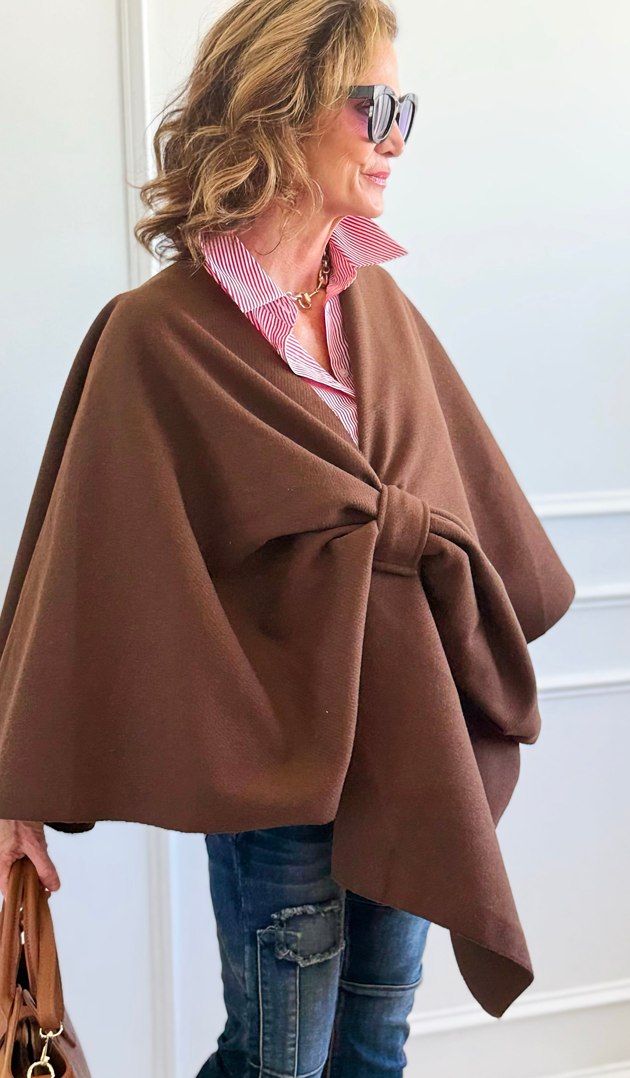 Starlight Wrap Italian Shawl-Brown-150 Cardigans/Layers-SEE YOU IN ROME-Coastal Bloom Boutique, find the trendiest versions of the popular styles and looks Located in Indialantic, FL