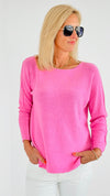 Soho Italian Boatneck Pullover - Pink-140 Sweaters-Italianissimo-Coastal Bloom Boutique, find the trendiest versions of the popular styles and looks Located in Indialantic, FL