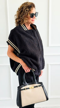 Midnight Stroll Sherpa Vest-160 Jackets-ROUSSEAU-Coastal Bloom Boutique, find the trendiest versions of the popular styles and looks Located in Indialantic, FL