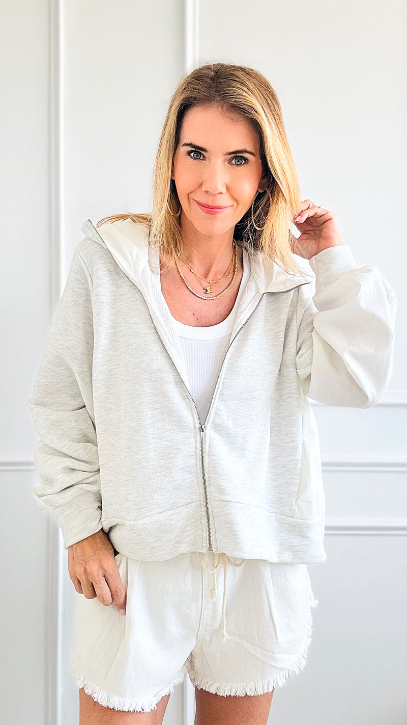 Hooded Sweatshirt Jacket - Ash Grey-160 Jackets-BucketList-Coastal Bloom Boutique, find the trendiest versions of the popular styles and looks Located in Indialantic, FL