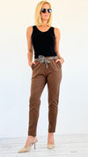 Leopard Charm Italian Pants- Brown-pants-Italianissimo-Coastal Bloom Boutique, find the trendiest versions of the popular styles and looks Located in Indialantic, FL