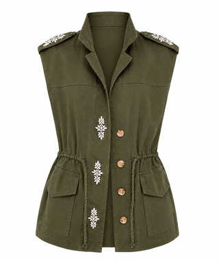Pocketful of Sparkle Italian Vest - Olive