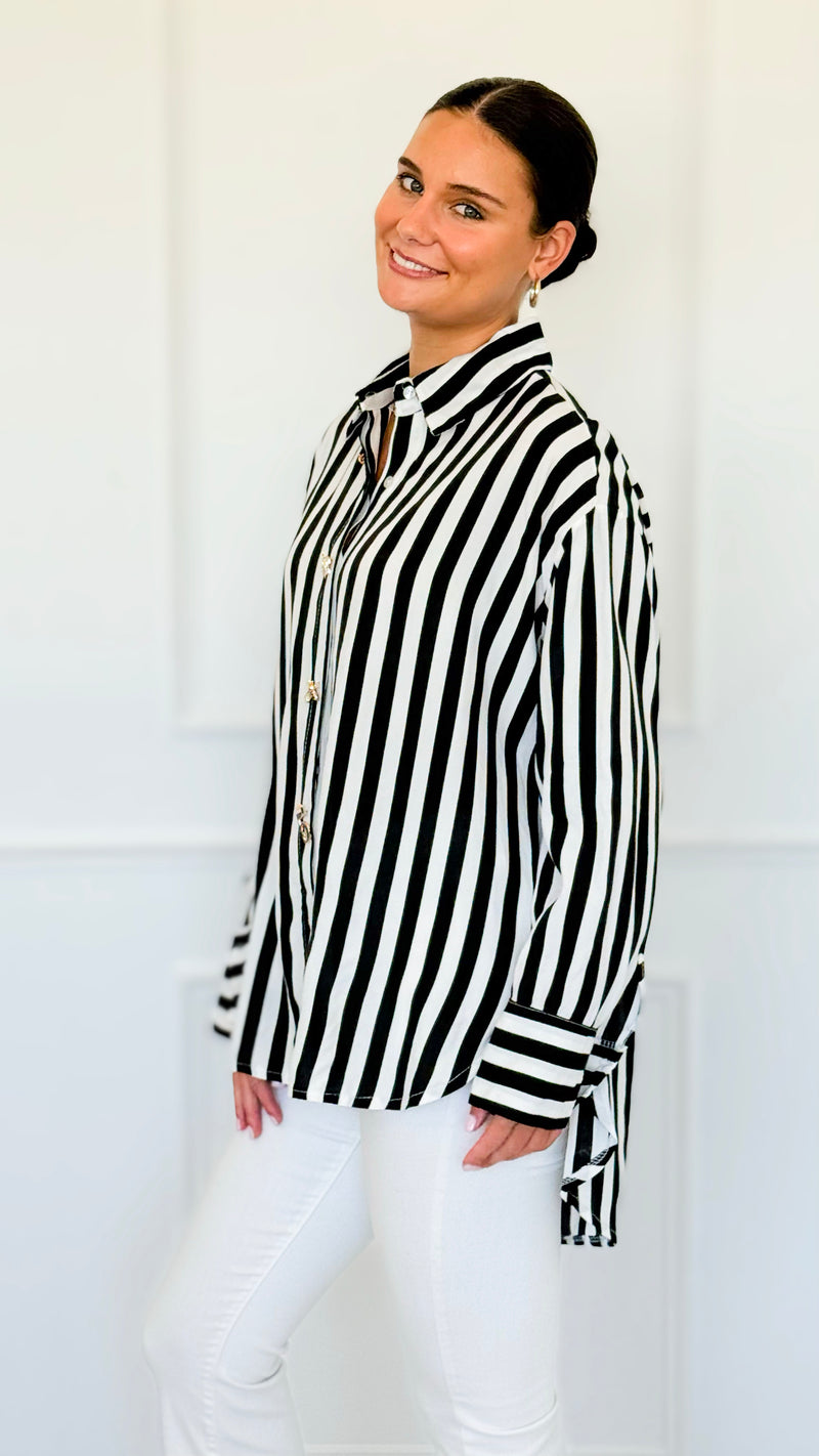 Empire Stripes Italian Blouse-110 Long Sleeve Tops-TATTOO Z-Coastal Bloom Boutique, find the trendiest versions of the popular styles and looks Located in Indialantic, FL