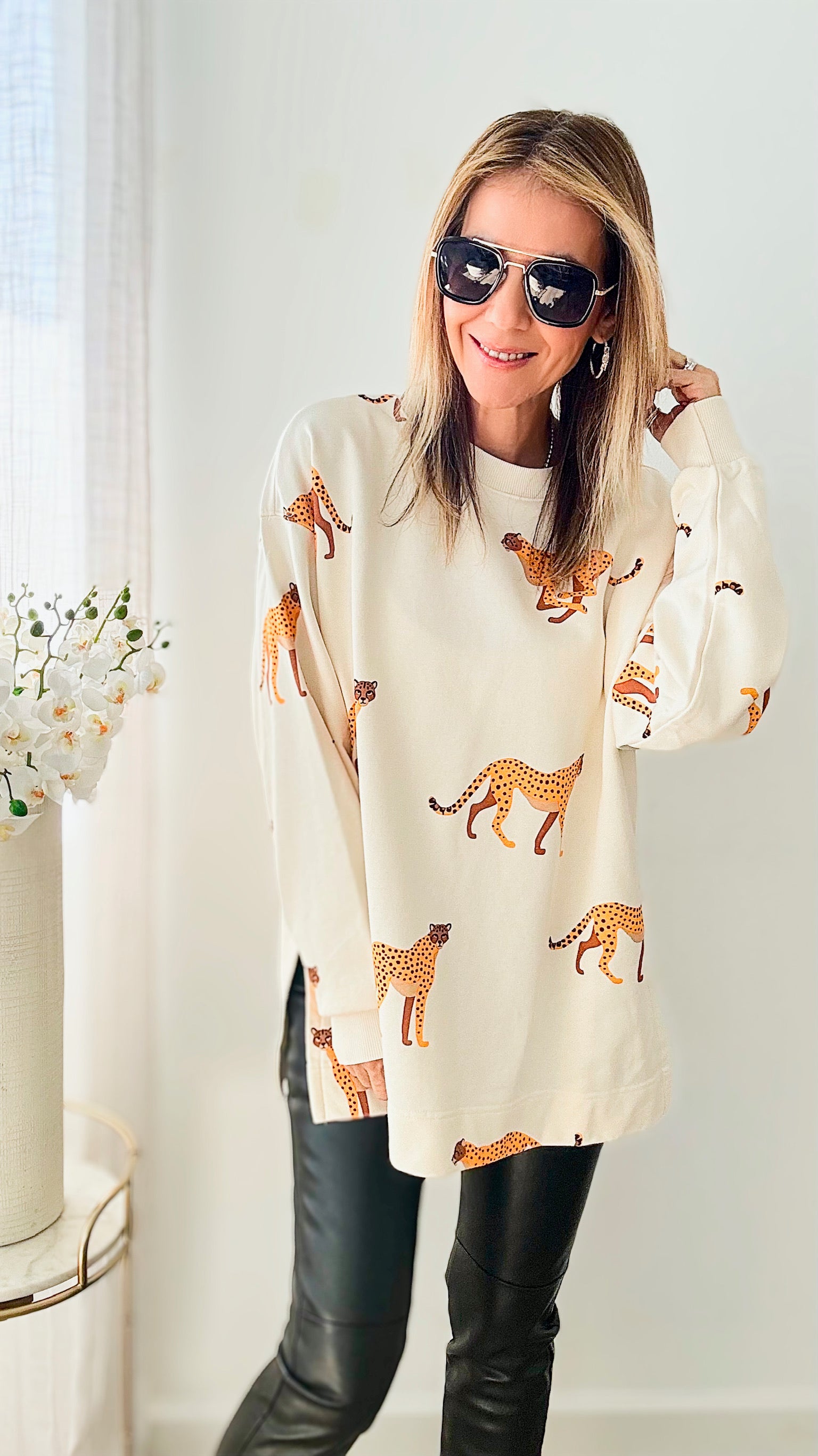 Wild Print Knit Pullover-140 Sweaters-Easel-Coastal Bloom Boutique, find the trendiest versions of the popular styles and looks Located in Indialantic, FL