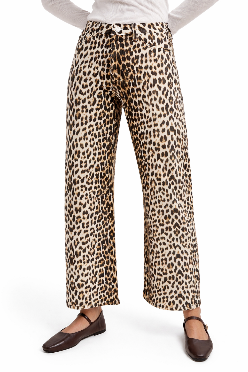 Wild Side Leopard Barrel Leg Crop Jean
