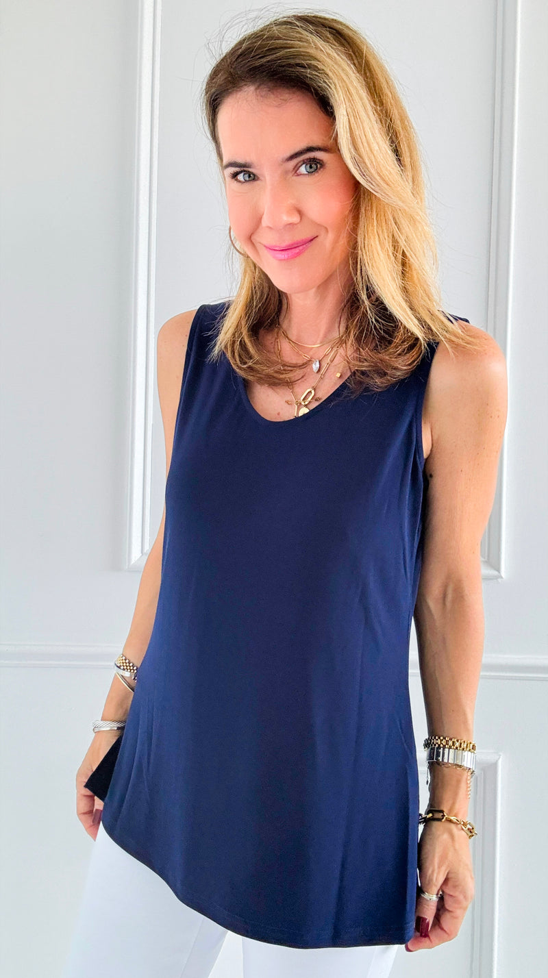 Bright Day Essentials Tank - Navy-100 Sleeveless Tops-Beverly Rose-Coastal Bloom Boutique, find the trendiest versions of the popular styles and looks Located in Indialantic, FL