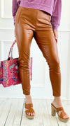 After Dark Vegan Leather Pants - Cognac-170 Bottoms-Must Have-Coastal Bloom Boutique, find the trendiest versions of the popular styles and looks Located in Indialantic, FL