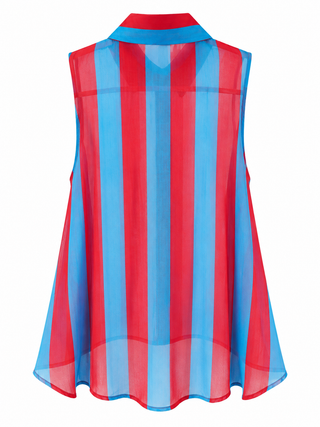 Cabana Stripe Sleeveless Italian Top- Red/Blue