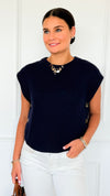 Signature Side Button Knit Vest - Midnight Navy-150 Cardigans/Layers-idem ditto-Coastal Bloom Boutique, find the trendiest versions of the popular styles and looks Located in Indialantic, FL