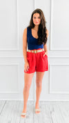Summer Linen Belted Italian Short-170 Bottoms/Shorts-PORCIENTO-Coastal Bloom Boutique, find the trendiest versions of the popular styles and looks Located in Indialantic, FL