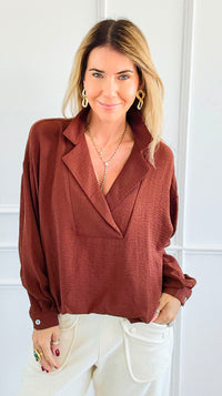 Textured Treasure Woven Top-110 Long Sleeve Tops-LIME 'N' CHILI-Coastal Bloom Boutique, find the trendiest versions of the popular styles and looks Located in Indialantic, FL