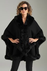 Winter Reverie Faux Fur Cape - Black-160 Jackets-NYW-Coastal Bloom Boutique, find the trendiest versions of the popular styles and looks Located in Indialantic, FL