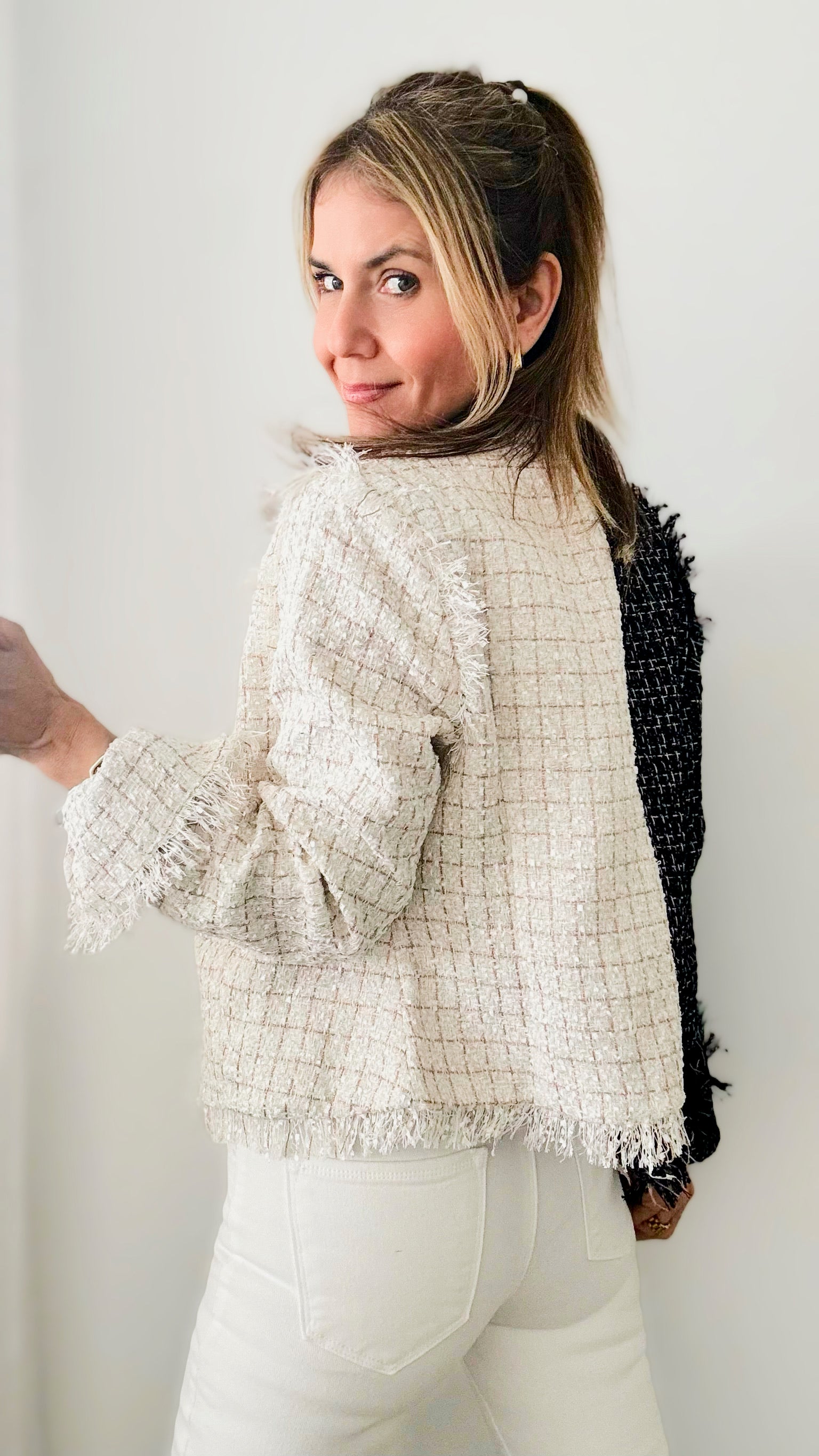 Cruella Contrast Tweed Jacket-160 Jackets-INA-Coastal Bloom Boutique, find the trendiest versions of the popular styles and looks Located in Indialantic, FL
