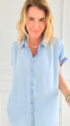 Laguna Shimmer Top - Sky Blue-110 Short Sleeve Tops-Jodifl-Coastal Bloom Boutique, find the trendiest versions of the popular styles and looks Located in Indialantic, FL