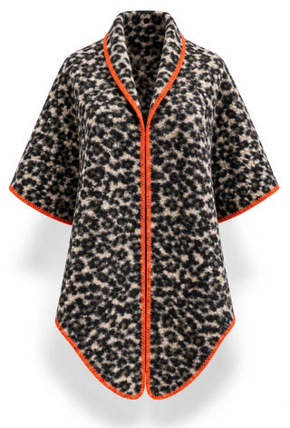 Leopard Pop Trim Scarf - Orange