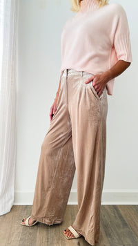 Wide Leg Velvet Pants - Taupe-170 Bottoms-&MERCI-Coastal Bloom Boutique, find the trendiest versions of the popular styles and looks Located in Indialantic, FL