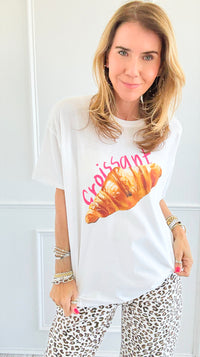 Croissant Italian T-Shirt-110 Short Sleeve Tops-Italianissimo-Coastal Bloom Boutique, find the trendiest versions of the popular styles and looks Located in Indialantic, FL