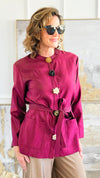 Garden Affair Belted Jacket - Red-160 Jackets-LA ROS-Coastal Bloom Boutique, find the trendiest versions of the popular styles and looks Located in Indialantic, FL