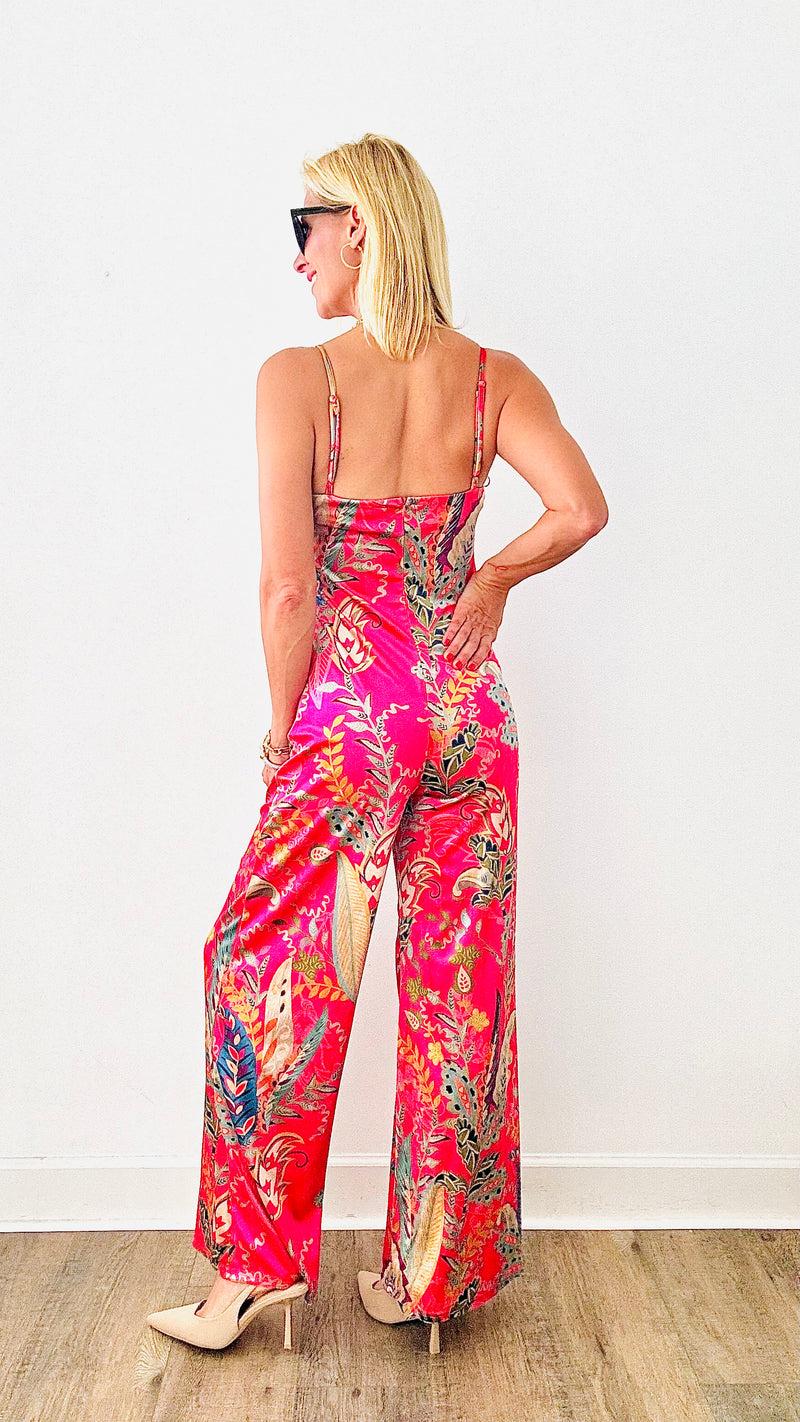 Printed Tank Velvet Jumpsuit-210 Loungewear/Sets-DRESS DAY-Coastal Bloom Boutique, find the trendiest versions of the popular styles and looks Located in Indialantic, FL