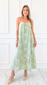 Sunset Palms Braided Strap Maxi Dress - Sage-200 Dresses/Jumpsuits/Rompers-VERY J-Coastal Bloom Boutique, find the trendiest versions of the popular styles and looks Located in Indialantic, FL