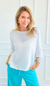 Cloud Day Short Sleeve Italian Knit Top- White-110 short Sleeve Top-NSP-Coastal Bloom Boutique, find the trendiest versions of the popular styles and looks Located in Indialantic, FL