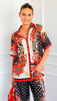 Floral Baroque Pant Set-210 Loungewear/Sets-Endless Moon-Coastal Bloom Boutique, find the trendiest versions of the popular styles and looks Located in Indialantic, FL