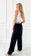 Breezy Elegant Linen Italian Pant- Navy-100 Pants-Italianissimo-Coastal Bloom Boutique, find the trendiest versions of the popular styles and looks Located in Indialantic, FL