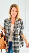 Bee Chic Italian Blazer- Gray-160 Jackets-TATTOO Z-Coastal Bloom Boutique, find the trendiest versions of the popular styles and looks Located in Indialantic, FL