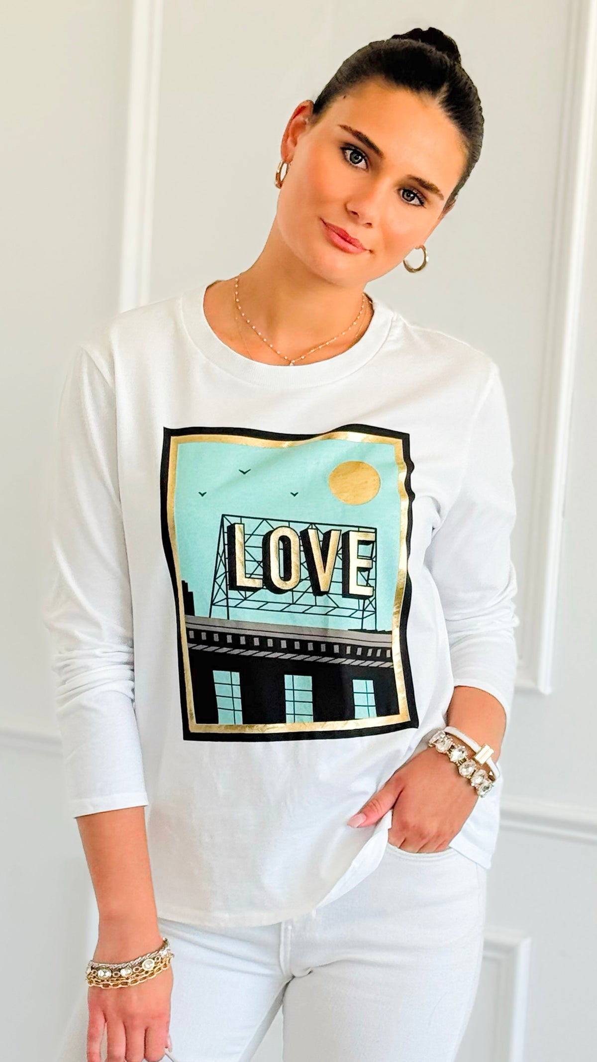 City Love Italian Pullover-110 short Sleeve Top-V SKY-Coastal Bloom Boutique, find the trendiest versions of the popular styles and looks Located in Indialantic, FL